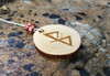 Healing bind rune car charm in pine wood with hemp cord and bead, Norse Celtic design

