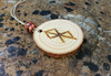 Pine wood Peace bind rune car charm with hemp cord and bead, Norse Viking Celtic design

