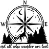Compass Rose Mountains Vinyl Decal – Not All Who Wander Are Lost Sticker