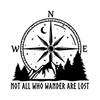 Compass Rose Mountains Vinyl Decal – Not All Who Wander Are Lost Sticker