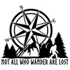 Compass Mountain Bigfoot Vinyl Decal – Not All Who Wander Are Lost