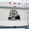 Compass Mountain Scene vinyl decal - Not All Who Wander Are Lost quote