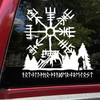 Viking Compass Vegvisir with Warrior and Mountains – Not All Who Wander Are Lost in Elder Futhark Runes Vinyl Decal Viking Compass Vegvisir with Warrior and Mountains – Not All Who Wander Are Lost in Elder Futhark Runes Vinyl Decal