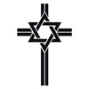 Messianic Star of David Cross vinyl decal featuring six-pointed Magen David integrated into Christian cross with geometric lines and Jewish Christian religious symbolism