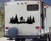 Bigfoot and Alien Forest Vinyl Decal - Sasquatch Cryptid Scene Sticker - Outdoor Adventure Art