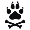 Dog Wolf Paw and Crossed Bones vinyl decal featuring a stylized paw print over crossed bones, symbolizing loyalty and wild strength