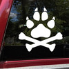 Dog Paw with Crossed Bones V2 vinyl decal featuring a paw print above crossed bones, symbolizing loyalty and wild strength