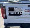 Distressed American flag vinyl decal with weathered design symbolizing patriotism and veteran pride