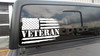 Distressed American flag vinyl decal with weathered design symbolizing patriotism and veteran pride