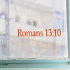 Romans 13:10 Bible verse reference vinyl decal in minimalist Christian scripture design