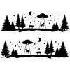 UFO abduction cow vinyl decal with moon and forest scene in alien spaceship silhouette