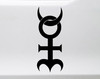 Monad Hieroglyphica vinyl decal showing a sacred hermetic and alchemical symbol in bold black linework on a white background