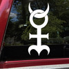 Monad Hieroglyphica vinyl decal showing a sacred hermetic and alchemical symbol in bold black linework on a white background