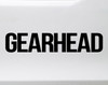 Gearhead vinyl decal featuring bold lettering designed for automotive, motorcycle, racing, and fabrication garage culture