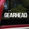 Gearhead vinyl decal featuring bold lettering designed for automotive, motorcycle, racing, and fabrication garage culture