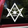 Unicursal hexagram vinyl sticker decal with 93 and 93-93 sacred geometry symbolism