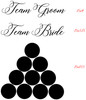 beer pong table vinyl sticker decal set team bride groom circles wedding party
