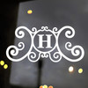 monogram scrollwork letter vinyl sticker decal custom initial elegant script design