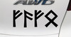 FAFO Futhark runes vinyl sticker decal with bold angular rune lettering inspired by Viking Norse and Celtic design