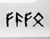 FAFO Futhark runes vinyl sticker decal with bold angular rune lettering inspired by Viking Norse and Celtic design