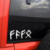 FAFO Futhark runes vinyl sticker decal with bold angular rune lettering inspired by Viking Norse and Celtic design