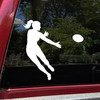 female rugby player silhouette vinyl sticker decal applied to car window showing athletic sports design