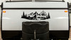 bigfoot sasquatch compass mountain forest vinyl sticker decal applied to rv window showing wilderness adventure silhouette design