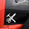 crossed hvac sheet metal tools vinyl sticker decal with tin snips and tinners hammer workshop design