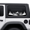 mountain forest scene vinyl sticker decal applied to rv camper rear window with wilderness outdoor landscape design V21