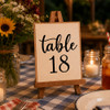wedding table number vinyl decal set displayed in elegant script style for reception seating arrangements and event decor