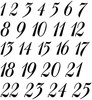 Balmoral script wedding table number vinyl decal set displayed for elegant reception seating arrangements and family event decor