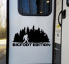 bigfoot edition forest vinyl sticker decal with sasquatch silhouette and pine trees for outdoor adventure vehicles