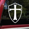 templar shield vinyl sticker decal featuring medieval crusader cross and knight heraldry inspired design