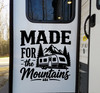 made for the mountains vinyl sticker decal featuring rugged outdoor adventure typography inspired by camping hiking and mountain living