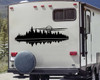 moon lake forest vinyl sticker decal featuring a full moon above pine trees with lake reflections designed for rvs campers and travel trailers