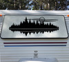 moon lake forest vinyl sticker decal featuring a full moon above pine trees with lake reflections designed for rvs campers and travel trailers