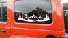 mountain dragon vinyl sticker decal featuring a flying dragon above mountain peaks and pine forest landscape designed for rvs campers travel trailers and teardrop campers