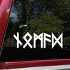 nomad futhark rune vinyl sticker decal inspired by norse and viking culture featuring elder futhark runic lettering for travelers overlanders rv owners and adventurers