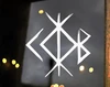 home protection bind rune vinyl decal combining algiz kenaz tiwaz and berkana runes in a norse inspired viking symbol representing protection family guidance strength and home