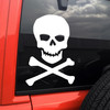 skull and crossbones vinyl decal featuring a classic pirate jolly roger symbol for trucks boats rvs windows toolboxes and nautical themed decor