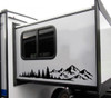 Mountain Forest vinyl decal featuring a panoramic mountain range and evergreen trees for RVs, campers, trucks, SUVs, travel trailers, vans, and overland vehicles.