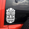 Polynesian Tiki Mask Hawaiian tribal vinyl decal for cars, trucks, RVs, boats, surfboards, and tropical décor.