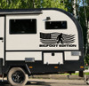 Bigfoot Edition RV camper vinyl decal with Sasquatch and distressed American flag