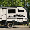 Mount Rainier vinyl decal with mountain and evergreen forest landscape for RV camper truck motorhome and travel trailer