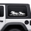 Galloping horses vinyl decal with two running horses and flowing prairie grass for truck RV camper motorhome SUV and horse trailer graphics