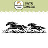 Galloping horses SVG with running horse silhouettes and flowing grass for western vehicle decals ranch signs and equestrian projects