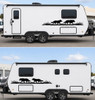 Mirrored wolf pack vinyl decals with two wolves in flowing grass for truck sides hood panels RV camper motorhome SUV and travel trailer graphics