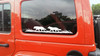 Wolf pack vinyl decal with two wolves and flowing grass for truck sides hood panels RV camper motorhome SUV and travel trailer graphics