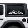 Mount Shasta vinyl decal featuring rugged California mountain scenery and evergreen pine forest displayed on an RV camper exterior