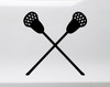 Crossed lacrosse sticks vinyl decal with two sports sticks and netted heads